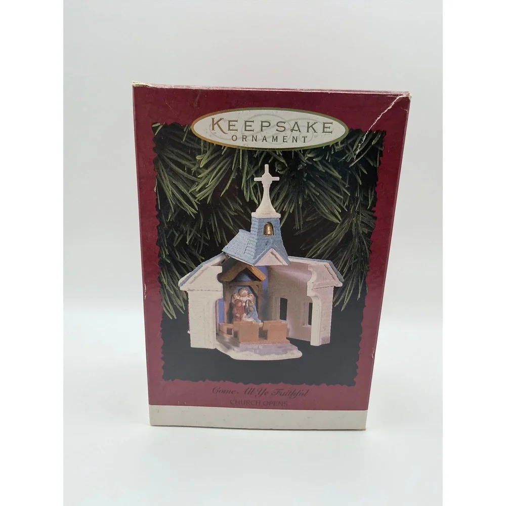 1996 Hallmark Keepsake Ornament Come all Ye‎ Faithful Christmas Church Nativity